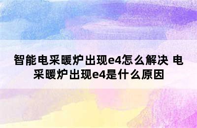 智能电采暖炉出现e4怎么解决 电采暖炉出现e4是什么原因